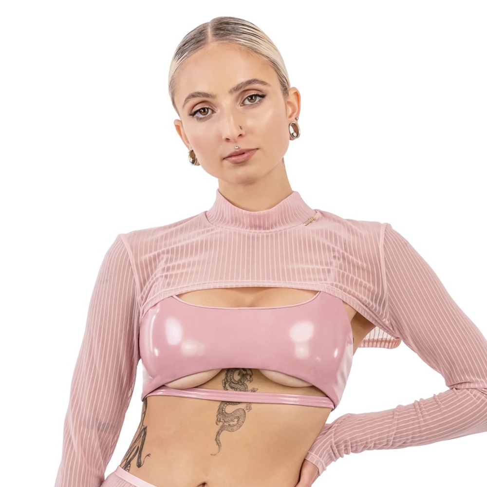 Naughty Thoughts XXX Rated See Through Shrug & Sinner Vinyl Underboob Top💕💕